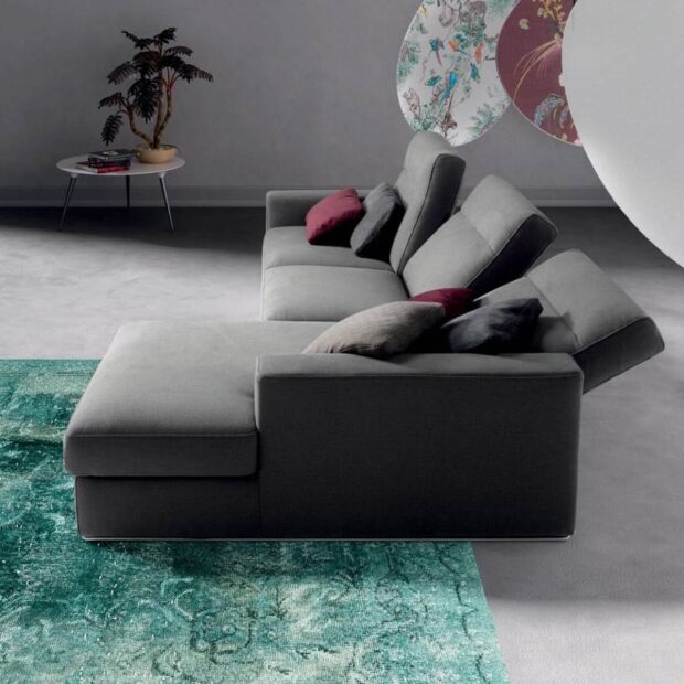 Divano moderno Blay Bold - divano con panchetta schienale reclinabile