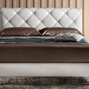 Elegante letto contenitore imbottito con testiera trapuntata noah luxury