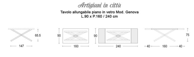 Tavolo Allungabile con Piano in Vetro Modello Genova