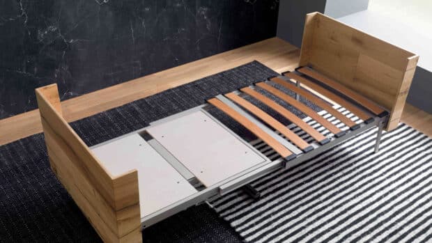 Table Bed tavolo trasformabile in letto singolo multifunzione - apertura completa rete in doghe