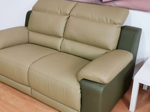 divano-relax-con-schienale-reclinabile-modello-mantova-versione-standard-con-taglio-supporto-lombare-rivestimento-pelle-bicolore-color-verde-vista-laterale