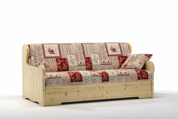Divano letto classico Rustico Montagna con materasso H 21 cm