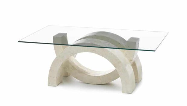 Tavolino in pietra da salotto Olimpiadi Mini white agata