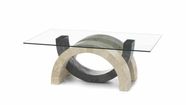 Tavolino in pietra da salotto Olimpiadi Mini white agata e grey stone