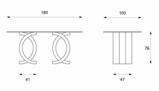 Tavolo in pietra fisso da pranzo Olimpiadi disegno tecnico con misure