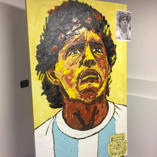 Dipinto a Mano personalizzato Tributo a Diego Armando Maradona