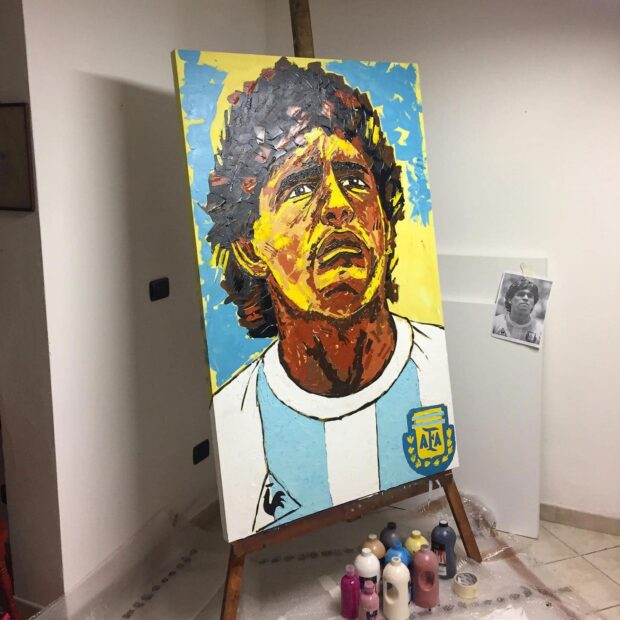 Dipinto a Mano personalizzato Tributo a Diego Armando Maradona