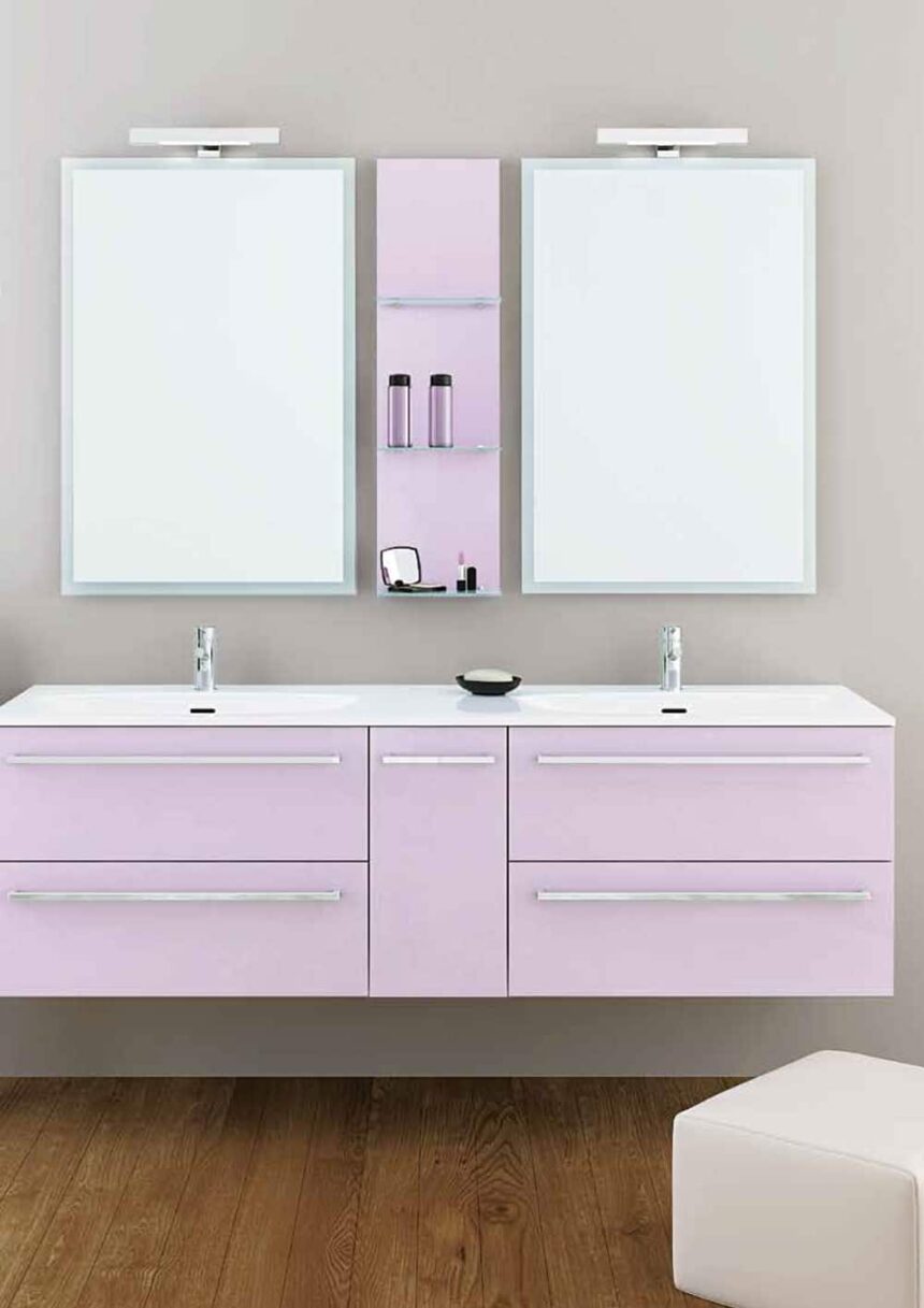 Bagno sospeso con specchio e cassettoni Collezione Borea Reflex Composizione 20