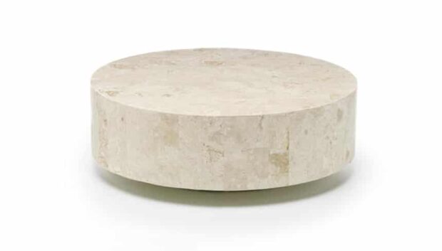 Tavolino da salotto in pietra Fossil finitura white agata