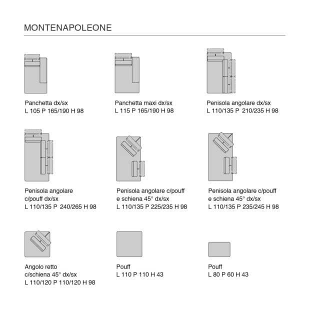 Divano componibile schienale retraibile Montenapoleone Tavola disegno 3