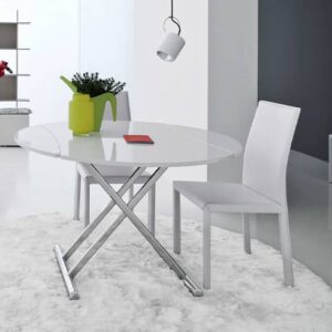 Tavolino da salotto trasformabile Girella colore bianco gambe cromo