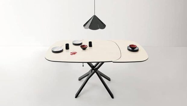 Tavolino trasformabile Ping Pong allungabile con meccanismo saliscendi
