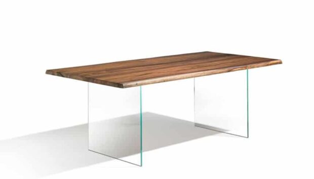 Tavolo legno massello e vetro Vertigo