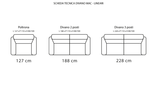 Scheda tecnica divano Mac - Lineari