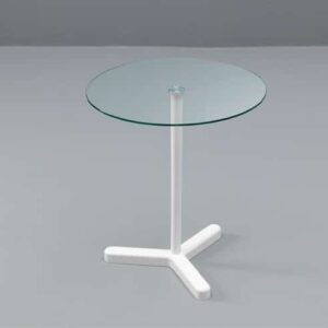 Coffee table rotondo in vetro Tacco con base in metallo bianca