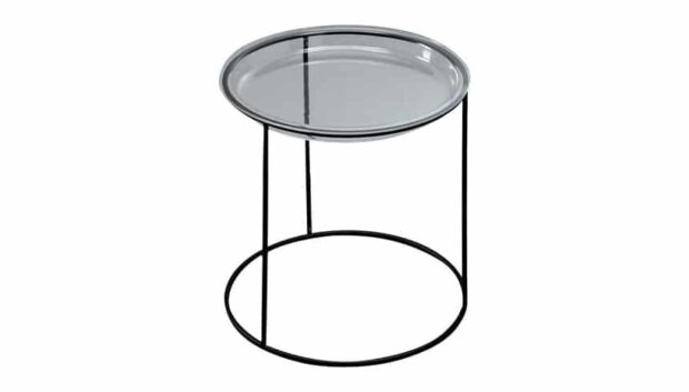Coffee table tondo Orione con top in vetro temperato trasparente