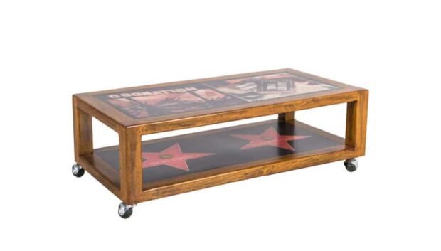 Tavolino da soggiorno con rotelle Celebrity in legno massello