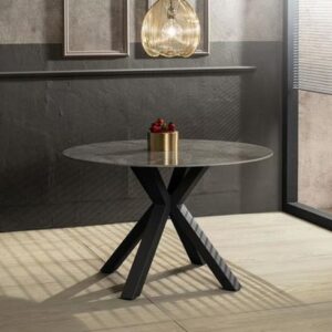 Tavolo design Valchiria rotondo con top effetto marmo