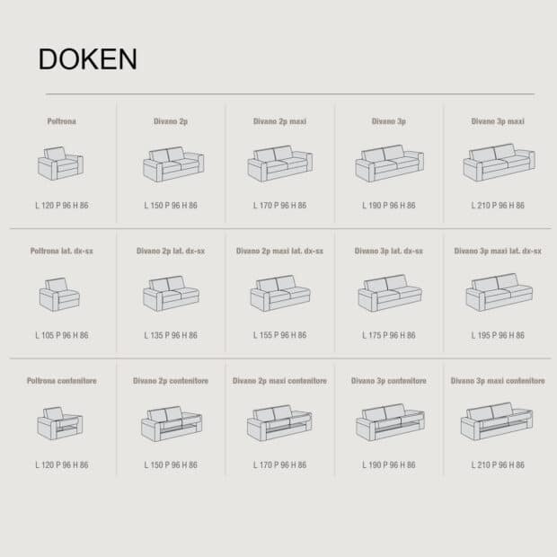 Divano componibile con contenitore design ricercato Doken scheda tecnica