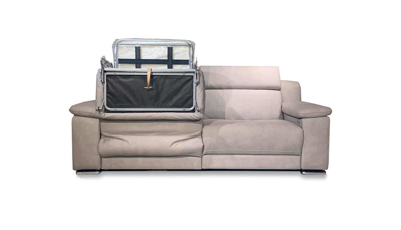 esmeralda divano doppio letto singolo gemellare e relax motorizzato color grigio foto letto gemellare sinistro aperto letto destro in chiusura