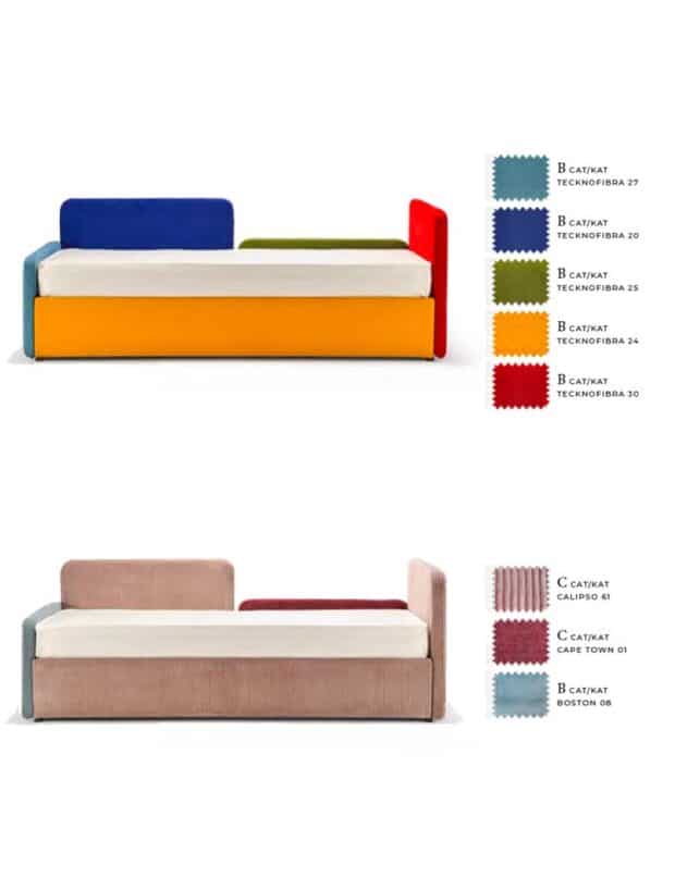 letto-singolo-con-Letto estraibile cambi opzioni tessuti e colori