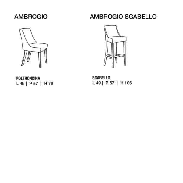 Poltroncina o sgabello con gambe in legno Ambrogio tre sgabelli