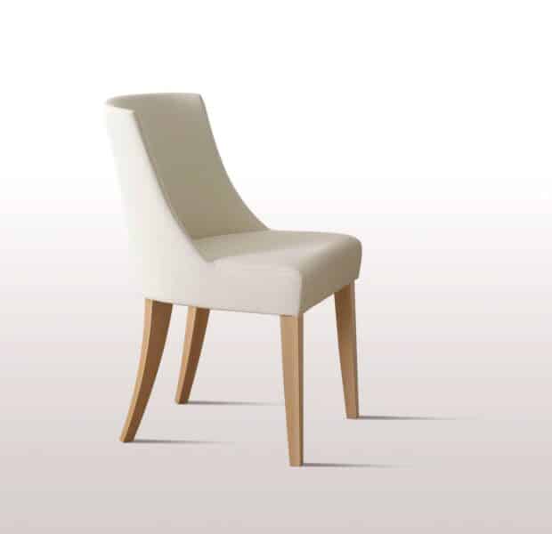 Poltroncina o sgabello con gambe in legno Ambrogio sedia bianca