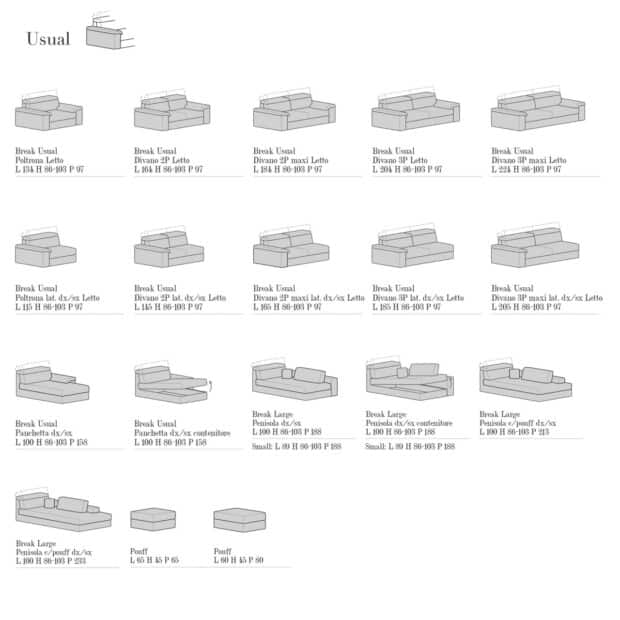 Divano componibile con poggiatesta reclinabili Breakfast scheda tecnica 3